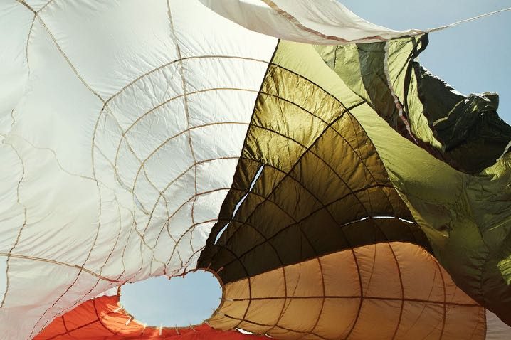 Inside the parachute canopy