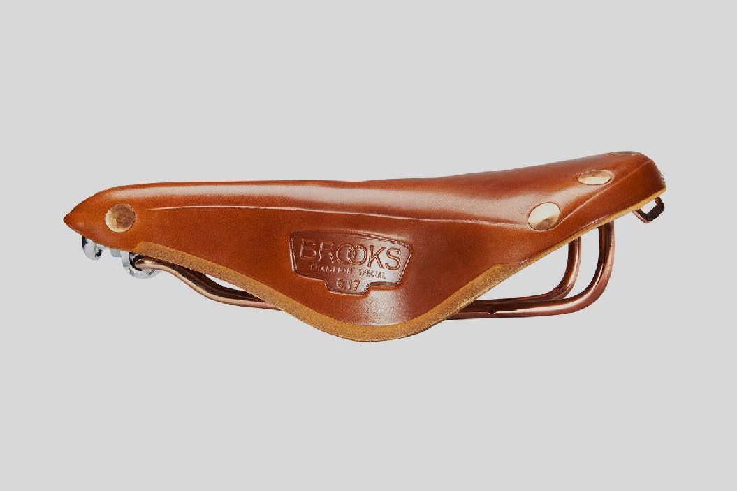 Leather saddle with copper rivets
