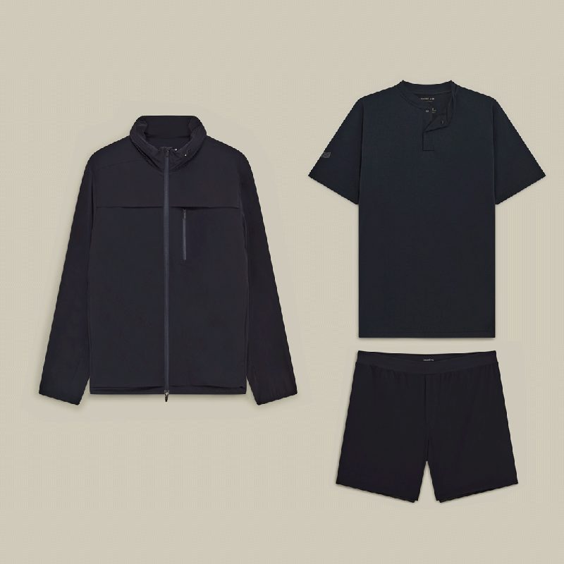 Jacket, tee and shorts