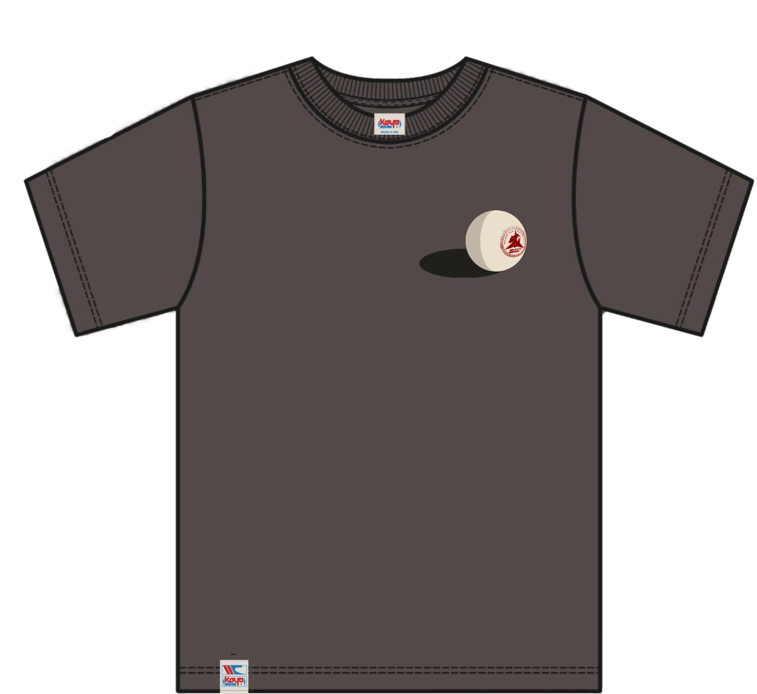 Grey tee, ball graphic