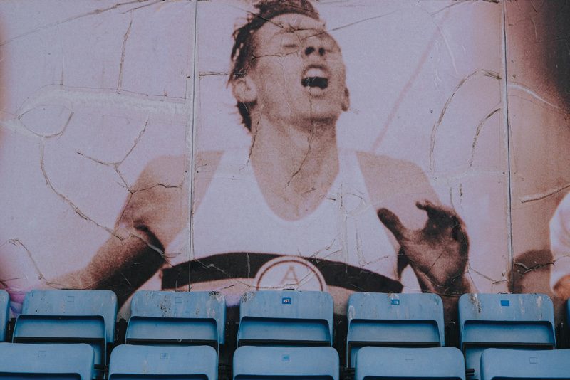 Athlete in stadium seats