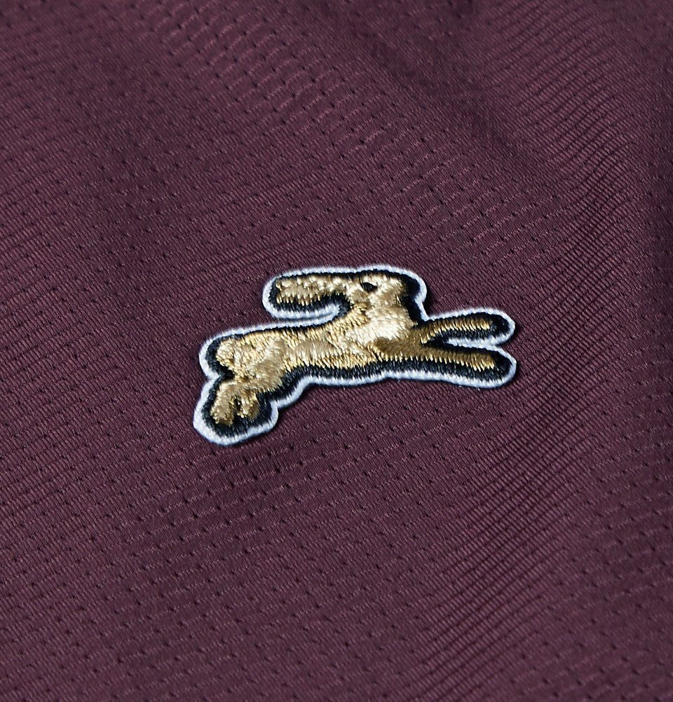 Woven hare patch on maroon